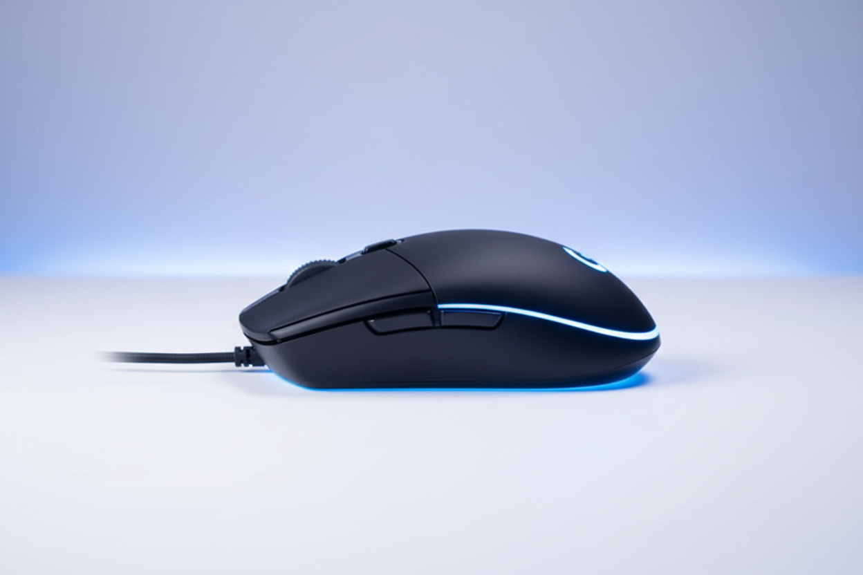 Logitech G102 blanc bleu side